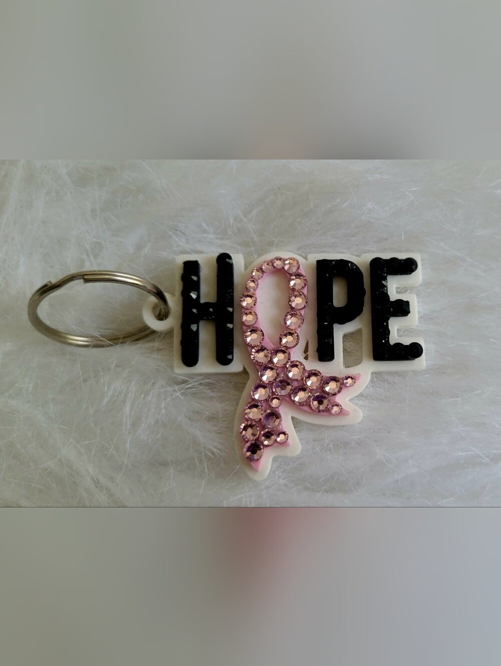 Pink Rhinestone Awareness Ribbon Keychain - Home Party Supplies